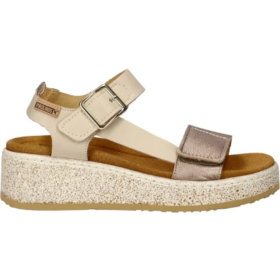 Afbeelding van Pikolinos Alzira Sandalen met sleehak, Dames, Maat: 40, Beige Leer