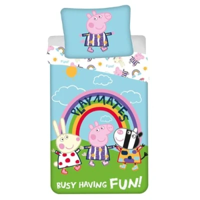 Afbeelding van Peppa Pig Dekbedovertrek Glow in the Dark Playmates Eenpersoons 140 x 200 cm Katoen