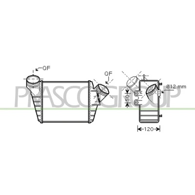 Afbeelding van PRASCO VG420N002 Intercooler met snelkoppelingen