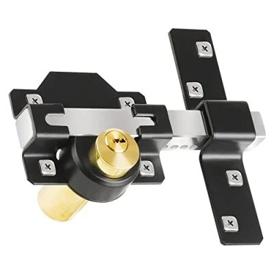 Afbeelding van Lange gooi Gate Lock, dubbele zijden, 70mm, roestvrij staal, voor houten tuindeur/poort, 5 sleutels