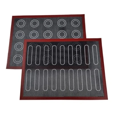 Afbeelding van Siliconen bakmat, 2 stuks, microgeperforeerd, voor oven, anti aanbaklaag, hittebestendig, bakpapier, herbruikbaar en een onmisbare hulp in de keuken