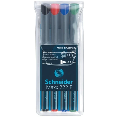 Afbeelding van Schneider Permanent Marker Maxx 222, Etui Van 4 Stuks In Geassorteerde Kleuren