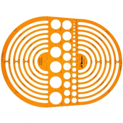 Afbeelding van grote cirkelsjabloon, technische tekening, technisch tekenen, sjabloon, diameter, radiisjabloon