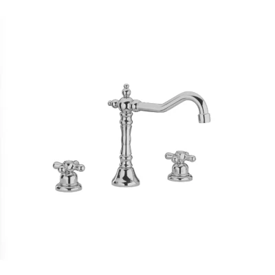 Afbeelding van Huber Croisette 3 gats Thermostatische Wastafelmengkraan Goud CST720102G