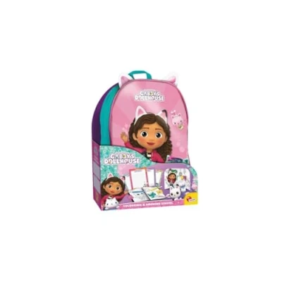 Afbeelding van Lisciani Gabby&#039;s DOLLHOUSE Kleur &amp;Tekenschoolrugzak Voor kinderen vanaf 4 jaar Met viltstiften, kleurpotloden en gekleurde pagina&#039;s Poppenhuis Handleiding Activiteit