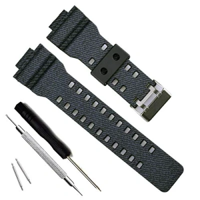 Afbeelding van OliBoPo Natuurlijke hars vervanging horlogeband riem voor Casio Mens G Shock GD120/GA 100/GA 110/GA 100C Cross Pattern Black