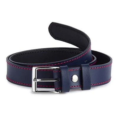 Afbeelding van Ladeheid Kinderriem Riem Jongens Broekriem Verstelbaar Leer Marineblauw/Rood 60 cm LA EL KIDS