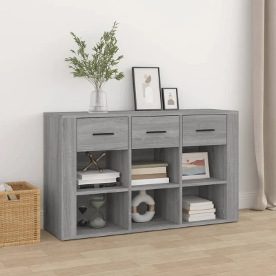 Afbeelding van Dressoir 100x30x59,5 cm bewerkt hout grijs sonoma eikenkleurig