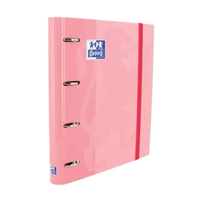 Afbeelding van Oxford Map met 4 ringen, reservevulling en rubber, extra groot deksel vulling, roze, 80 vellen, geruit, maat A4+
