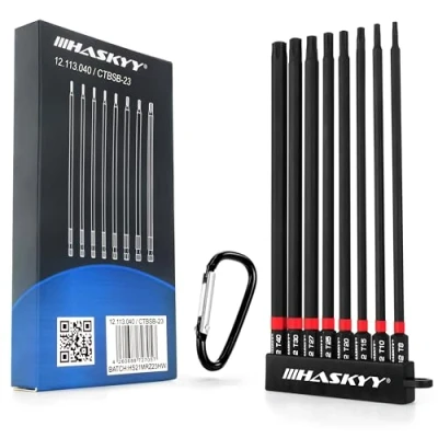 Afbeelding van Torx bits, 1/4 inch, 150 mm lang, T8, T40, torx, langbit, magnetisch, 8 stuks, schroevendraaier, accu, zwart/rood, zeskantige bitset