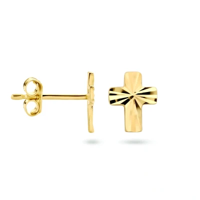 Afbeelding van goud (geelgoud) oorknoppen kruis gediamanteerd 4024434 Oorbellen horloge Goudkleur