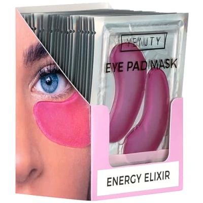 Afbeelding van YEAUTY Energy Elixir oogpads, de superzachte oogpads met het luxe anti aging serum, vitamine C, hyaluronzuur en roze grapefruit vermindert kringen rond ogen maakt glad