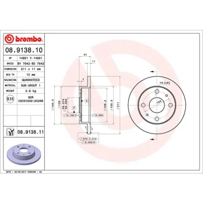 Afbeelding van Brembo Remschijf 08.9138.10