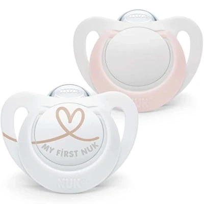 Afbeelding van NUK 10175284 Star Baby Dummy 0 6 maanden BPA vrije siliconen fopspenen roze 2 stuks,0 6m