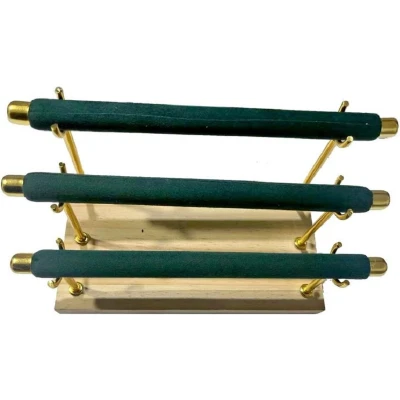 Afbeelding van Sieradenhouder Display voor Ringen 3 Lagen Hout en Fluweel 19x10x11 cm Groen