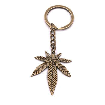 Afbeelding van H Customs Hennepblad Weed sleutelhanger hanger zilver metaal