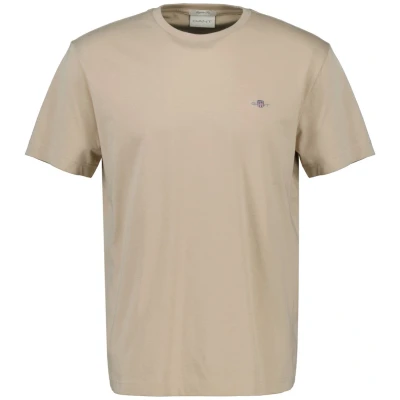 Afbeelding van GANT REG Shield SS Tshirt basic, Heren, Maat: 5XL, Dry sand