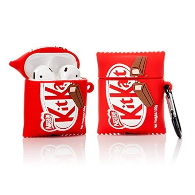 Afbeelding van YIGEYI Siliconen Case Compatibel met Airpods 1 &amp; 2 Grappige Leuke 3D Cartoon Cover [Leuke Snacks Serie 2] (Kitkat)