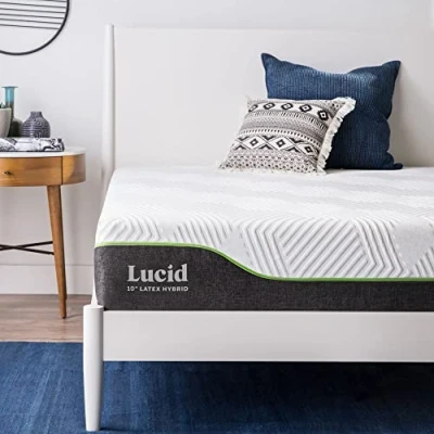 Afbeelding van LUCID Hybride matras, 25 cm hoog, van elastisch latex, traagschuim met verkoelende gel, pocketveren staal, gemiddelde hardheid, eenpersoonsbed 100 x 200