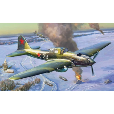 Afbeelding van 1:48 Zvezda 4826 Soviet two seat attack aircraft IL 2 shturmovik (mod.1943) Plastic Modelbouwpakket
