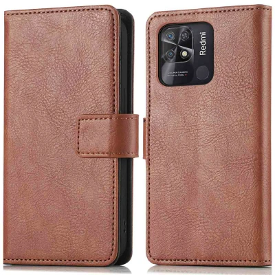 Afbeelding van Xiaomi Redmi 10C Hoesje Kunstleder iMoshion Bookcase Bruin Telefoonhoesje