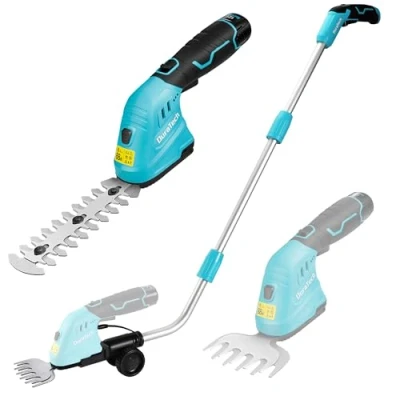 Afbeelding van DURATECH 12 V accu heggenschaar met telescoopsteel, 2 in 1 snoeischaar, Ah accupack &amp; oplader, elektrische grasschaar, grastrimmer voor tuinieren