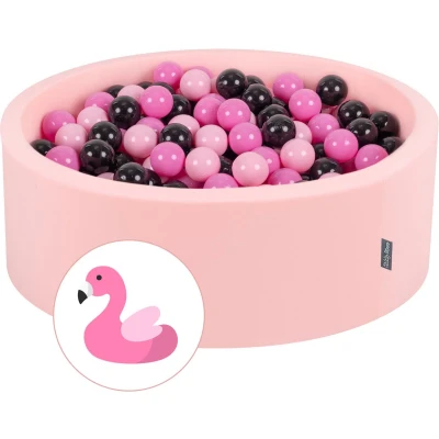 Afbeelding van KiddyMoon Ballenbad met kleurrijke ballen 90X30cm/300 ∅ 7Cm Voor baby&#039;s kinderen Rond, Flamingo:Roze/Poederroze/Zwart