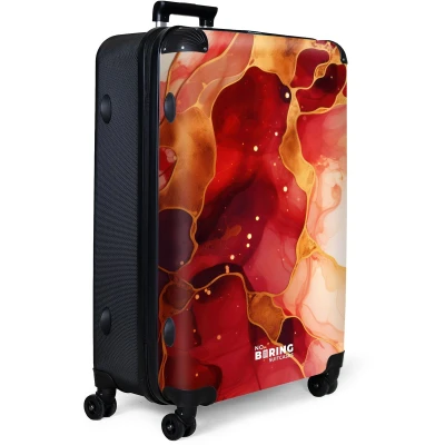 Afbeelding van NoBoringSuitcases.com® Koffer groot Reiskoffer lichtgewicht Marmer rood Rolkoffer met 4 wielen Grote trolley XL 98 liter bagage