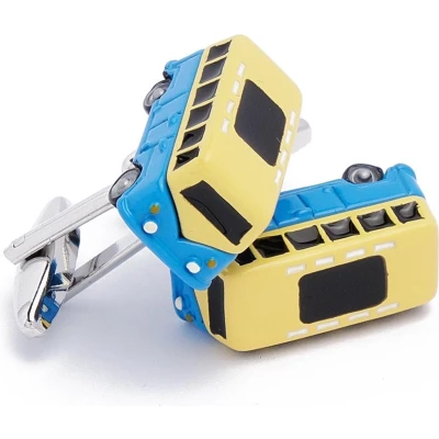 Afbeelding van Manchetknopen Bus Blauw en Geel