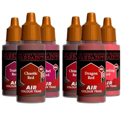 Afbeelding van The Army Painter, Airbrush Primary Bundle Red, 2 rode Triads met 6 verdunde acryl airbrushapparaat 18ml Verf voor een verfspuitpistool D&amp;D en Warhammer Miniatures
