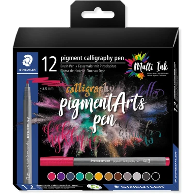 Afbeelding van Staedtler Pigment Arts Brush Pen Calligraphy, Etui Van 12 Stuks, Assorti Kalligrafie