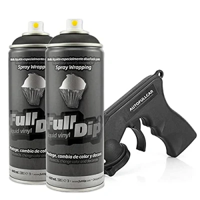 Afbeelding van AutoFullCar Verpakking met 2 sprays, Full Dip sproeiadapter, 400 ml, eenheid vloeibaar vinyl (matzwart)