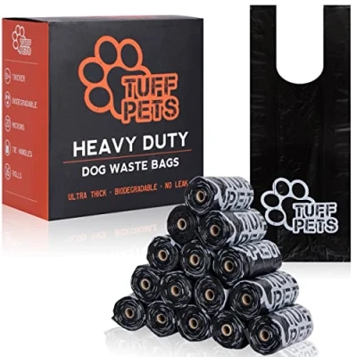 Afbeelding van Tuff Pets 50% sterkere hondenpoepzakken Biologisch afbreekbare Eco met stropdassen op een rol maïszetmeel 16 dispenser navulrollen Dikke hondenpoepzakken..