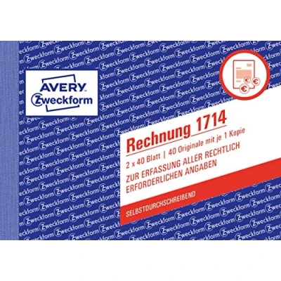Afbeelding van AVERY Zweckform 1714 factuur speciaal voor Oostenrijk (A6 liggend, 2x40 vel, zelfkopiërend met gekleurd exemplaar, om alle wettelijk verplichte informatie vast te leggen) wit/geel