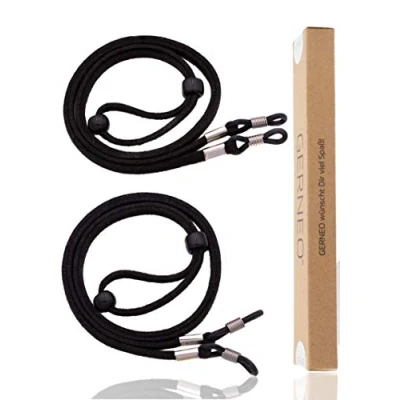 Afbeelding van GERNEO® Valencia hoogwaardige brillenband suède look unisex PU brillenkoord voor zonnebrillen &amp; leesbrillen houders zilver, 2 x Mythos zwart, One Size