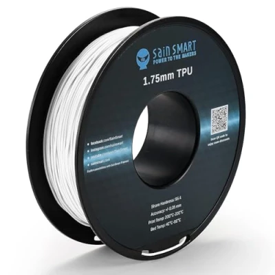 Afbeelding van SainSmart TPU 3D printerfilament, 1,75 mm, 0,8 kg, wit