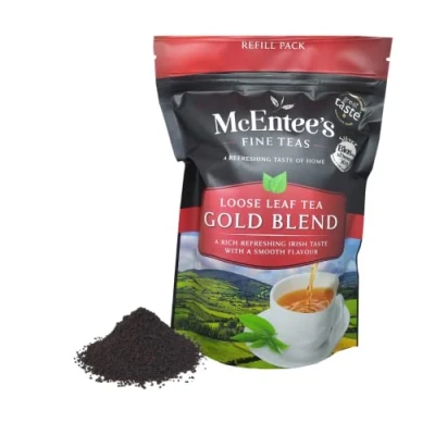 Afbeelding van McEntee&#039;s Irish Loose Leaf Gold Blend Tea (2 stuks) Zakjes van 250 g vakkundig gemengd in Ierland om die perfecte kop thee te geven.