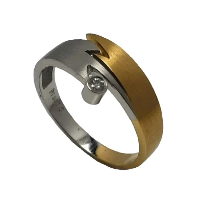 Afbeelding van Ring platina geel goud briljant 0.03 crt Verlinden juwelier