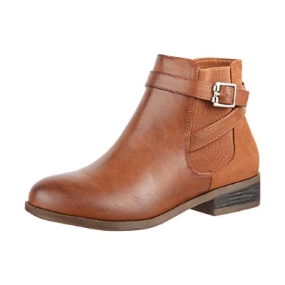 Afbeelding van Elara Cowboy/Bikerlaarsjes, Dames, Maat: 40, Camel Kunststof