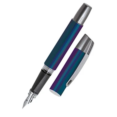 Afbeelding van Online Campus Miracle vulpen voor rechtshandigen in blauw, ergonomische handgreep, hoogwaardige iridalpen middelgrote standaard inktcartridges, inclusief combi cartridge
