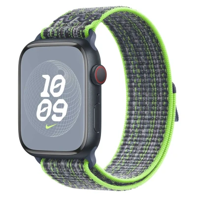 Afbeelding van Apple Watch Strap 45mm Bright Green/Blue Nike Sport Loop (145 220mm)