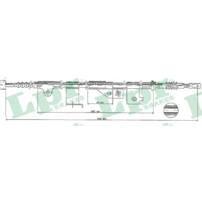 Afbeelding van LPR C0499B Handremkabel 1405, 1642mm Schijfremmen