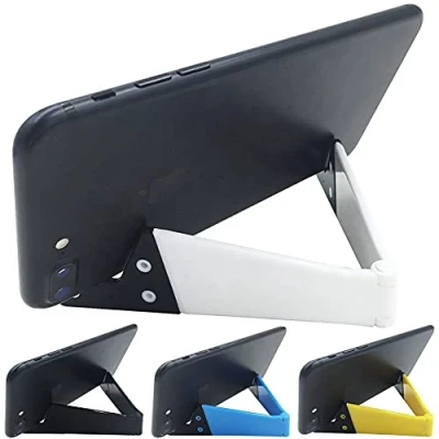 Afbeelding van VOVIGGOL mobiele telefoonhouder, tafel, 4 stuks, V model in zakformaat, opvouwbaar, telefoonstandaard voor tablethouder, smartphonestandaard iPad, tablet, telefoon, Kindle