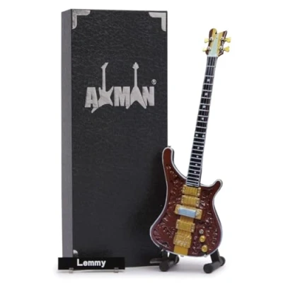 Afbeelding van Axman Lemmy Miniatuur gitaar replica muziekgeschenken handgemaakt sier 1/4 schaal inclusief displaybox