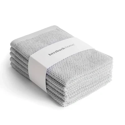 Afbeelding van herzbach home Spa collectie set van 5 gastendoekjes 30 x 50 cm 100% katoen (parelgrijs)