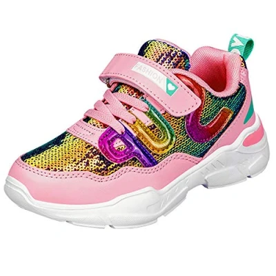 Afbeelding van HSNA Meisjessneakers Sparkle Scales Sneaker Kinderschoenen met Klittenbandsluiting (a01 roze 29 EU)