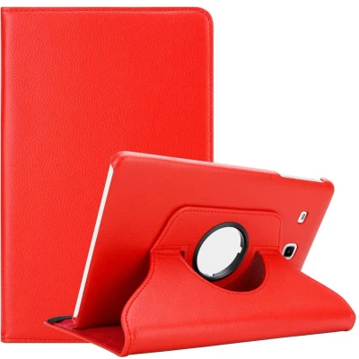 Afbeelding van Cadorabo Tablet Hoesje geschikt voor Samsung Galaxy Tab E (9.6 inch) in KLAPROOS ROOD Beschermhoes ZONDER auto Wake Up, met stand functie en elastische band sluiting Book Case Cover Etui