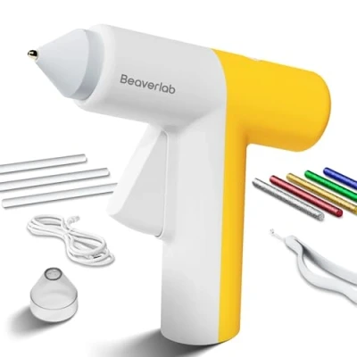 Afbeelding van Beaverlab Hot lijmpistool, 2000mAh mini 30s verwarming snel, Lijmpistool draadloos, Type C kit met 8 lijmpistools, voor doe het zelf, ambachten,