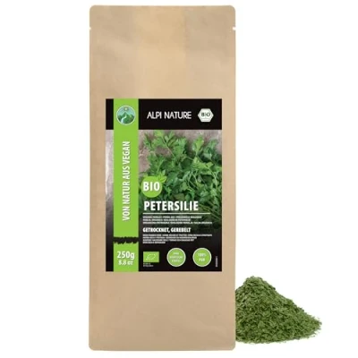 Afbeelding van biologische peterselie gedroogd (250 g), gerebeld, uit gecontroleerde teelt, getest in peterselie, 100% zuiver en natuurlijk