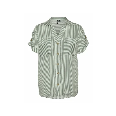 Afbeelding van VERO MODA Blouse &#039;VMBumpy&#039; donkergroen / wit